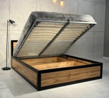 Кровать LOFT 160×200 + подъёмный механизм Дуб Сонома / Чёрный мат MebliRoMax