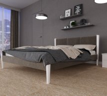 Ліжко двоспальне дерев'яне з м'якою вставкою ЧДК Сеул масив Вільха 