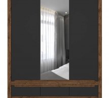 Шкаф с зеркалом SZF2D1M3S BRW Poland Ruso 3 дверный черный 179 см