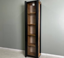 Пенал LOFT вітрина Дуб Сонома / Чорний мат MebliRoMax