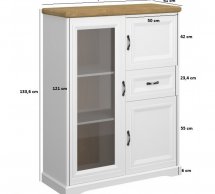 Витрина низкая 2D1W1S белый Riva