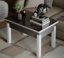 Стол-трансформер B-Fly Glass Графит/Белые ноги/Графитовое стекло