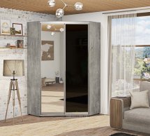 Кутова шафа-купе 1,3 м ДСП з дзеркалом та кольоровим склом