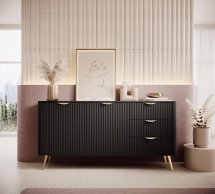 Комод 2D3S/163 Чорний/Золоті ніжки Lante