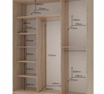 Шкаф-купе Дорос Сити Лайт дуб сонома 3 дверный 180 см