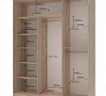 Шкаф-купе Дорос Сити Лайт дуб сонома 3-х дверный 225 см