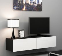 Тумба під ТВ Vigo/Віго RTV140 Чорний мат/Білий глянець Cama Ширина 140 см