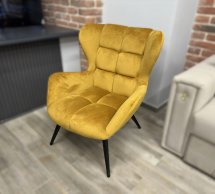 Крісло м'яке Halmar Tyrion / Тіріон Гірчичний / Чорні ніжки