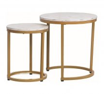 Журнальный столик Hola белый эффект мрамора/золото