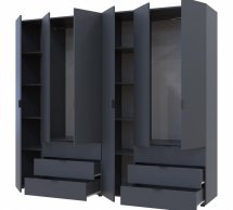 Шкаф Дорос Гелар графит с Этажеркой 6 дверной 270,6 см