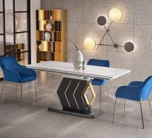 Стол Vincenzo белый мрамор/черный/золото