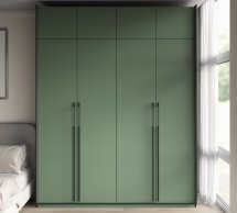 Шкаф Морели R-0019 Рамо 4 дверный зеленый со штангой и полками 197см