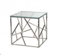 Стол кофейный CF-2 прозрачный + серебро
