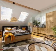 Модульная спальня Ostia/Остия BRW Poland Дуб Вотан/Чёрный