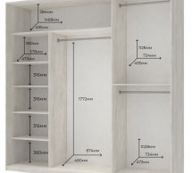 Шкаф-купе с зеркалом Дорос Сити Лайт белое дерево 3 дверный 225 см