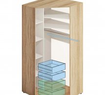 Угловой шкаф-купе 1,1 м ДСП с цветным стеклом