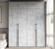 Шкаф Морели R-0020 Рамо 4 дверный бетон со штангой и полками 197 см