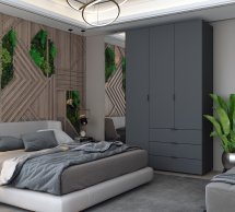 Шкаф для одежды Дорос Гелар графит 3-х дверный/Зеркало 155 см