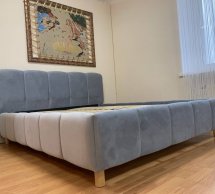 Ліжко м'яке Файні меблі Полоска 2 з підйомним механізмом та нішею для білизни