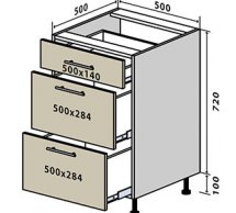 №35 Тумба нижняя ящики 50 Люкс RODOS