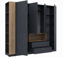 Шафа Дорос Дейл чотирьохдверна з нішею та етажеркою Антрацит/Дуб Евок 234 см