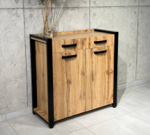 Тумба LOFT 2ш2д Дуб Сонома / Чёрный мат MebliRoMax