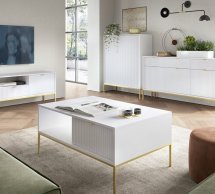 Модульна вітальня Білий/Золоті ніжки Nova