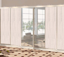 Шафа-купе з дзеркалом Комфорт меблі дуб білений 6 дверна 540 см