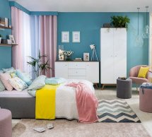 Модульна спальня Heda/Геда BRW Poland Білий/Модрина sibiu золота/Білий глянець