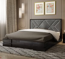 Кровать деревянная с мягкой вставкой ArborDrev Элит с подьемным механизмом и нишей для белья Сосна / Бук