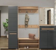 Модульная прихожая Мир Мебели Бьянко Дуб артизан / Графит