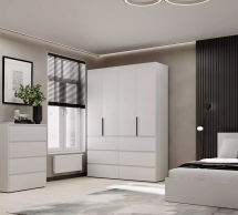 Шкаф распашной комбинированный четырёхдверный Art In Head №10 Light, ширина 160 см