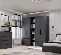 Шкаф распашной комбинированный четырёхдверный Art In Head №6 Light, ширина 200 см