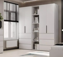 Шкаф распашной комбинированный четырёхдверный Art In Head №6 Light, ширина 200 см