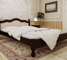 Ліжко двоспальне дерев'яне з м'якою спинкою ЧДК Магнолія масив Вільха 