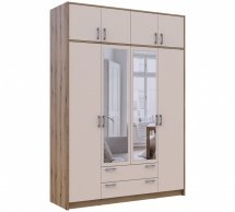 Шкаф для одежды Дорос Ронди кашемир с зеркалом и антресолей 4 дверный 160 смм