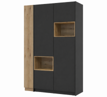 Шафа Дорос Дейл двохдверна з нішею та етажеркою Антрацит/Дуб Евок 144 см