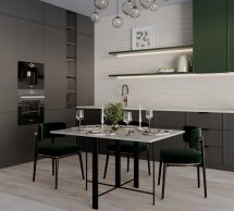 Стол-трансформер Voody Ателье светлый/Чёрные ноги