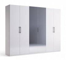 Шафа 6дв з дзеркалом Міромарк Фемелі 6 дверна білий глянець 270 см