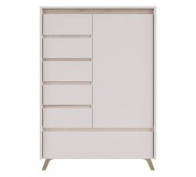 Комод REG1D5S1K 2-дверный с 5 ящиками Лаундж Кашемир / Дуб сонома