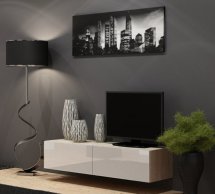 Тумба под ТВ Vigo/ Виго RTV140 Белый мат/Дуб Сонома Cama Ширина 140 см