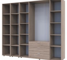 Шкаф Дорос Гелар дуб сонома с 2 Этажерками 4-х дверный 231,4 см