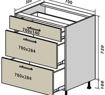 №46 Тумба нижняя ящики 70 Люкс RODOS