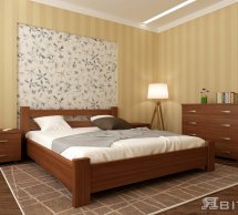 Ліжко двоспальне дерев'яне Явіто Селіна Масив Вільха / Ясен / Дуб 