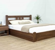 Ліжко дерев'яне низьке узніжжя Дрімка Геракл з підйомним механізмом та нішею для білизни Бук