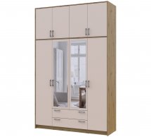 Шкаф для одежды Дорос Ронди кашемир с высокой антресолей и зеркалом 4-дверный 160 см