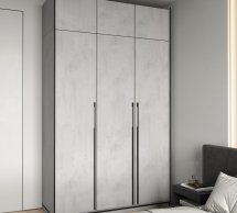Шафа Морелі R-0016 Рамо 3 дверна бетон тефра зі штангою та полицями 150см