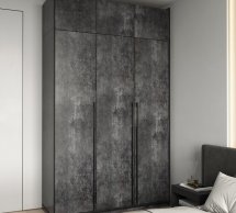 Шкаф Морели R-0016 Рамо 3 дверный бетон темный со штангой и полками 150см