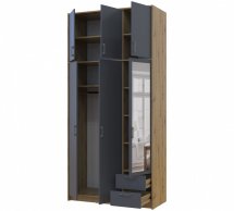 Шкаф для одежды Дорос Ронди графит с высокой антресолей и зеркалом 3 дверный 121 см