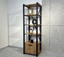 Стеллаж LOFT 600 1Д Дуб Сонома / Чёрный мат MebliRoMax